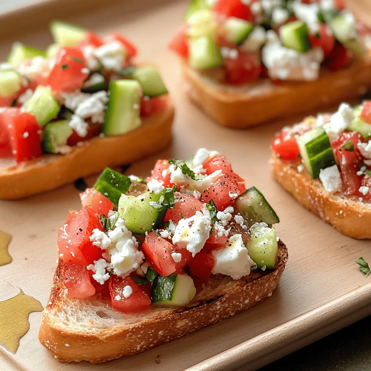 Griechische Bruschetta mit Feta und frischem Gemüse