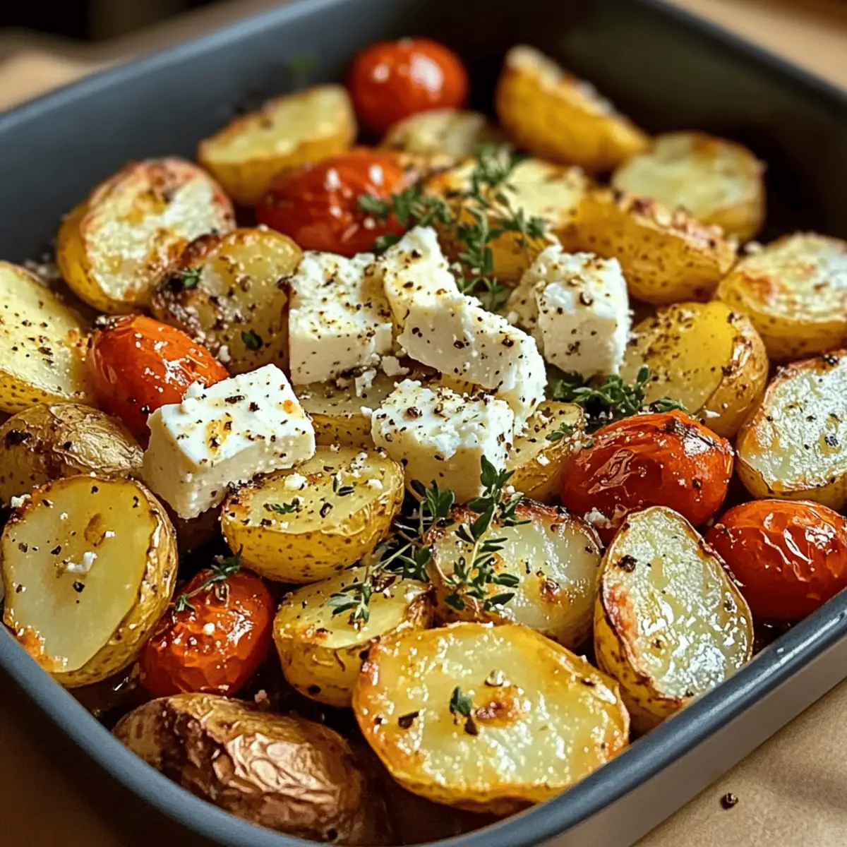 Gesunde gebackene Feta-Kartoffeln für jeden Tag