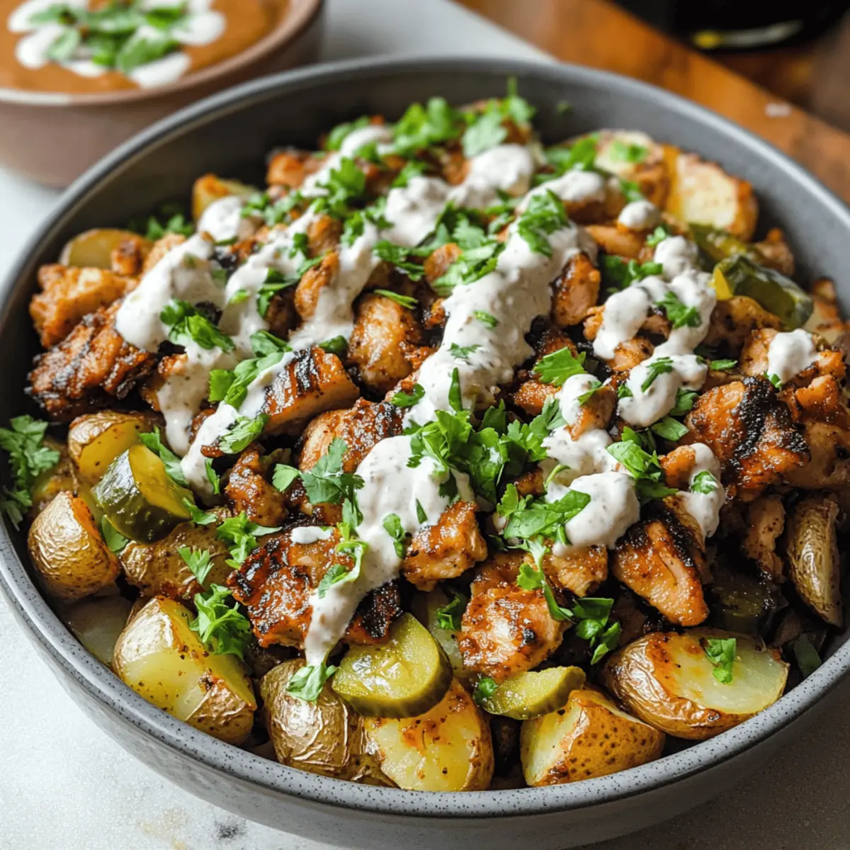 Hähnchen-Shawarma-Kartoffel-Schalen frisch & glutenfrei
