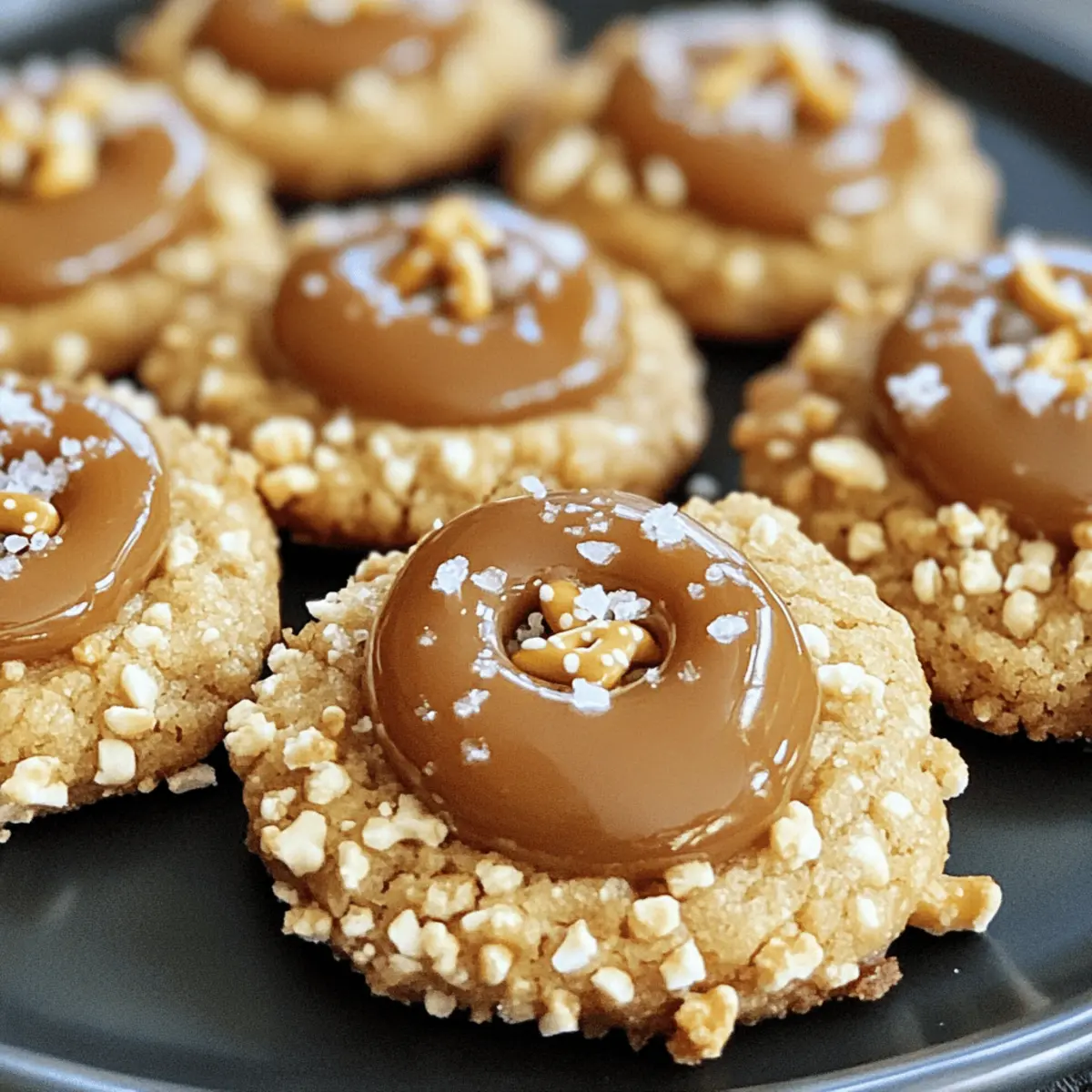 Gesalzene Karamell-Brezel-Daumenabdruckkekse Rezept