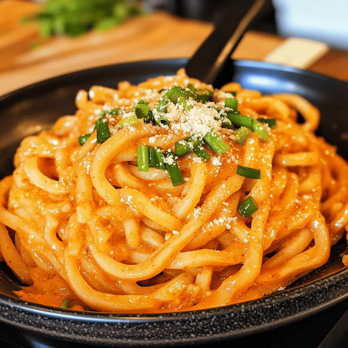 Cremige Gochujang Udon Nudeln für kurze Abende