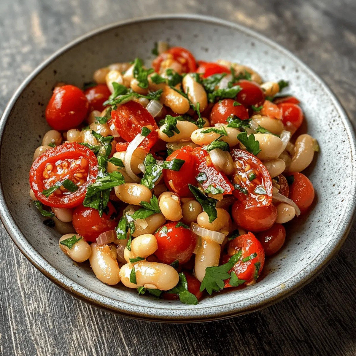 Bohnensalat mit Tomaten und fruchtigem Dressing