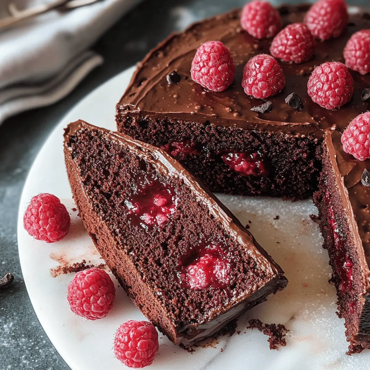 Saftiger Schokokuchen mit Himbeeren Rezept