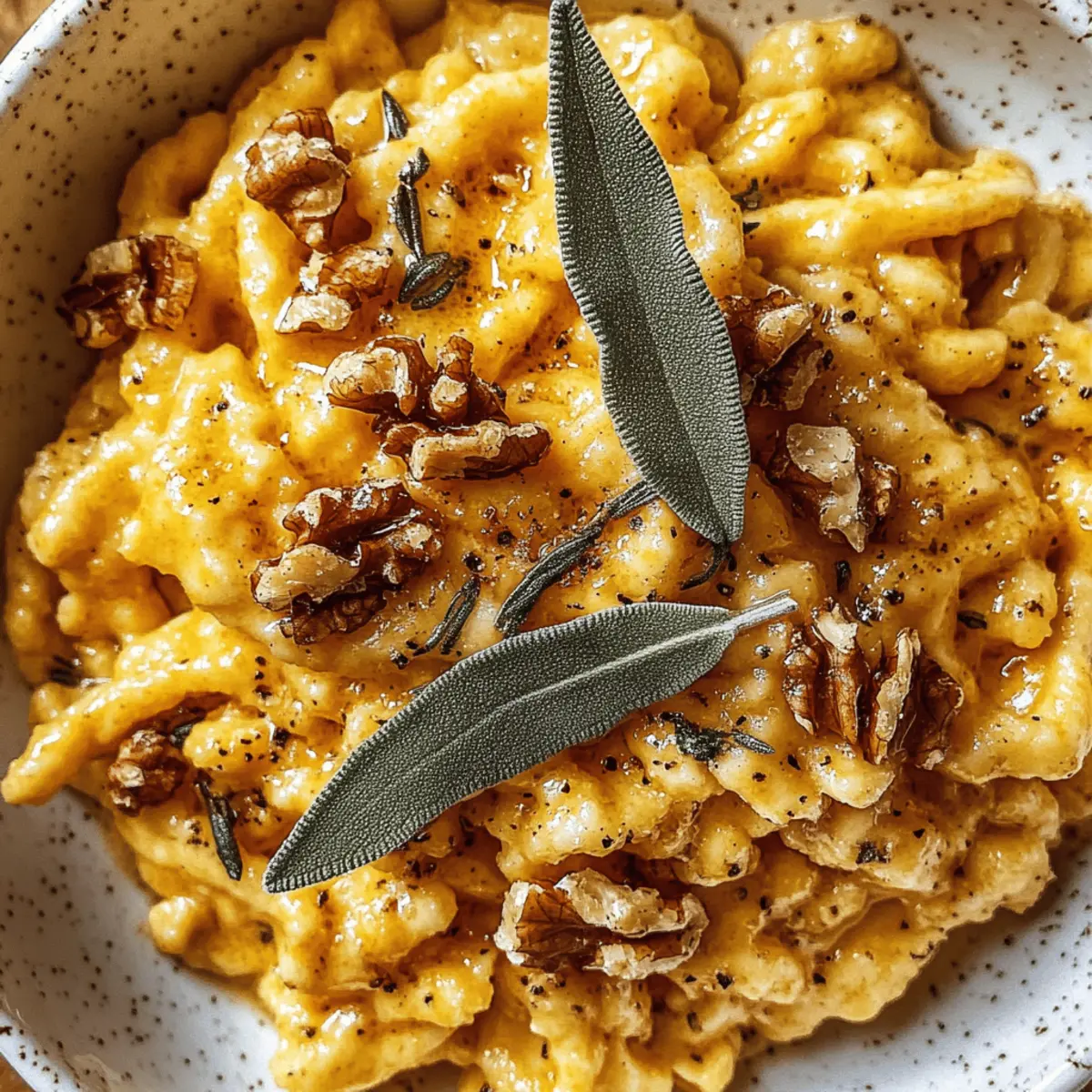 Kürbis-Spätzle mit Walnuss und Salbei selbstgemacht