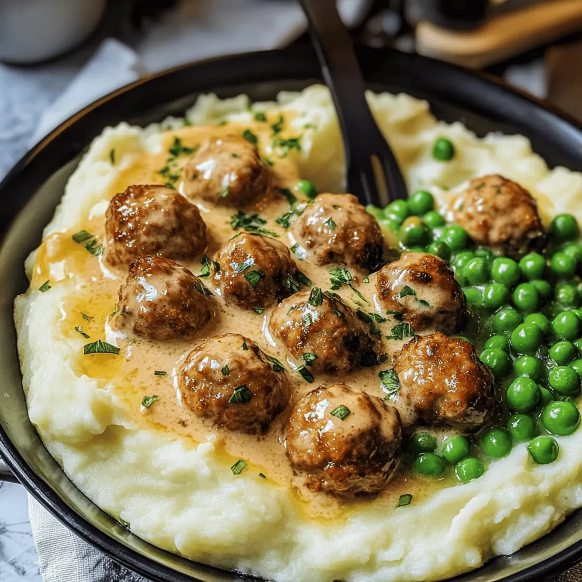 Cremigstes Kartoffelpüree mit Wikinger Soße und Hackbällchen