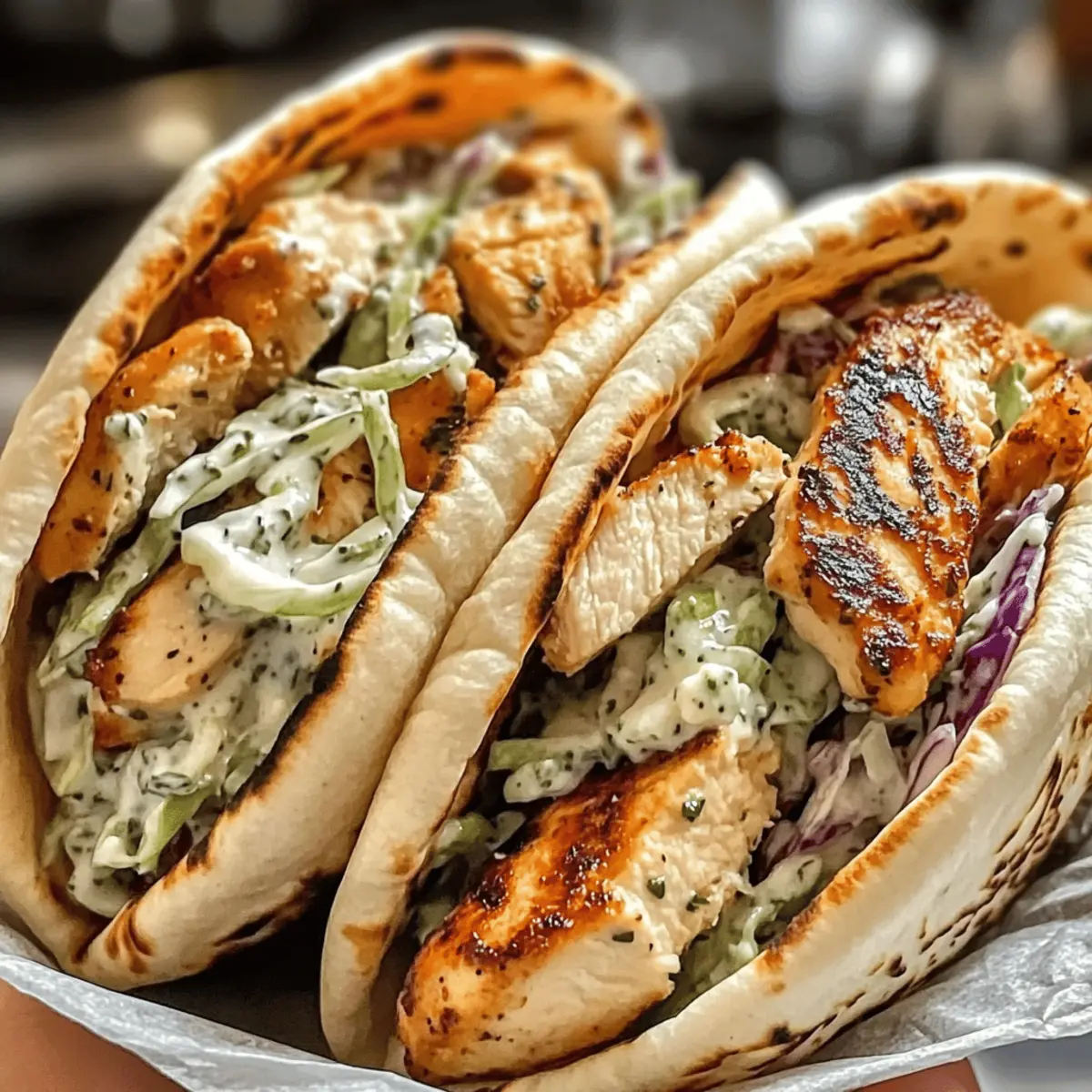 Hühnchen-Pitas mit Kräuter-Ranch-Slaw ganz einfach