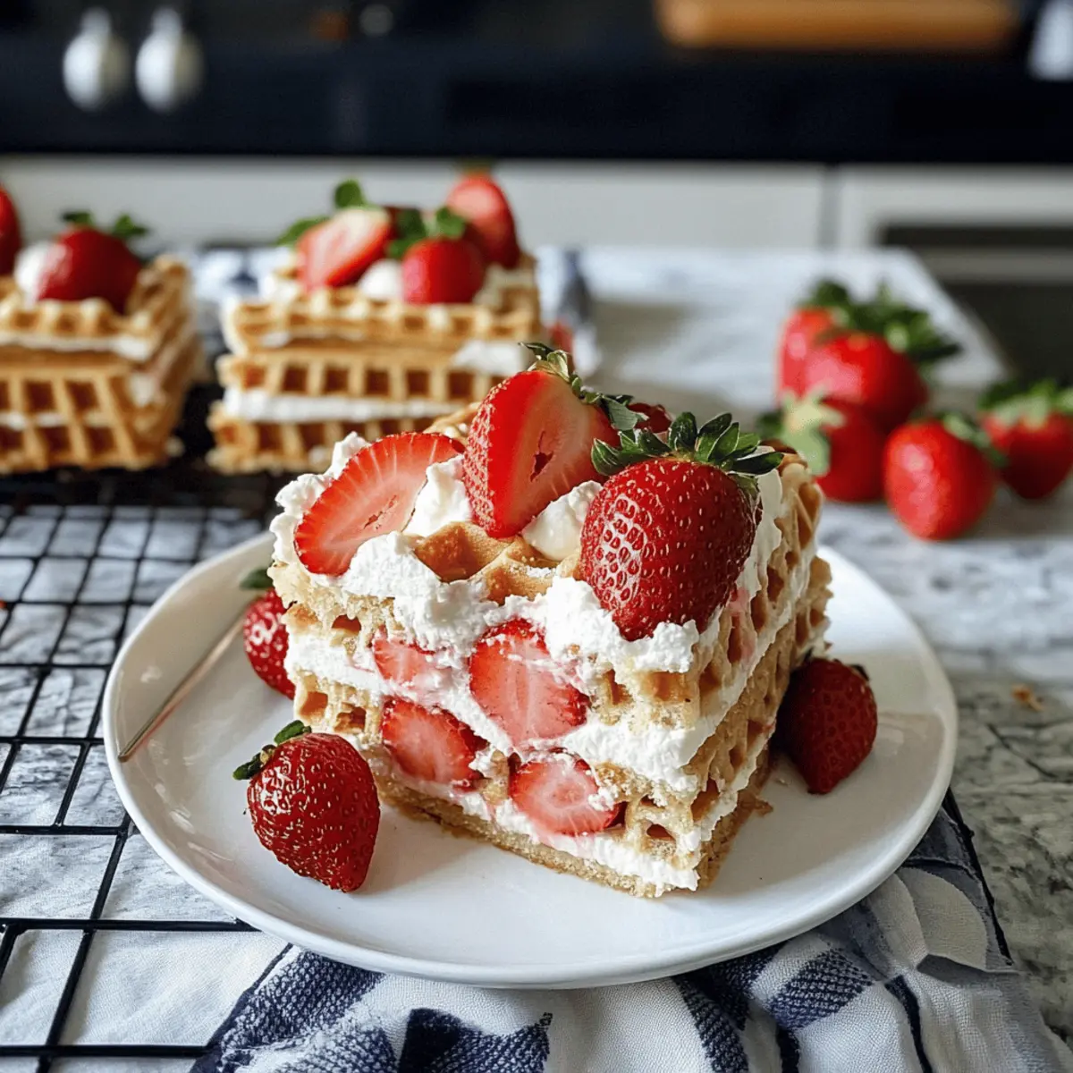 Erdbeerwaffelkuchen ohne Backen für heiße Tage