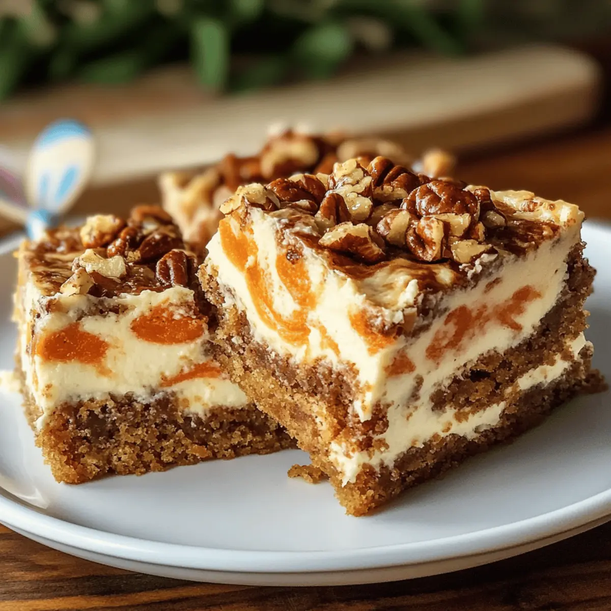 Karottenkuchen-Riegel mit cremigem Swirl