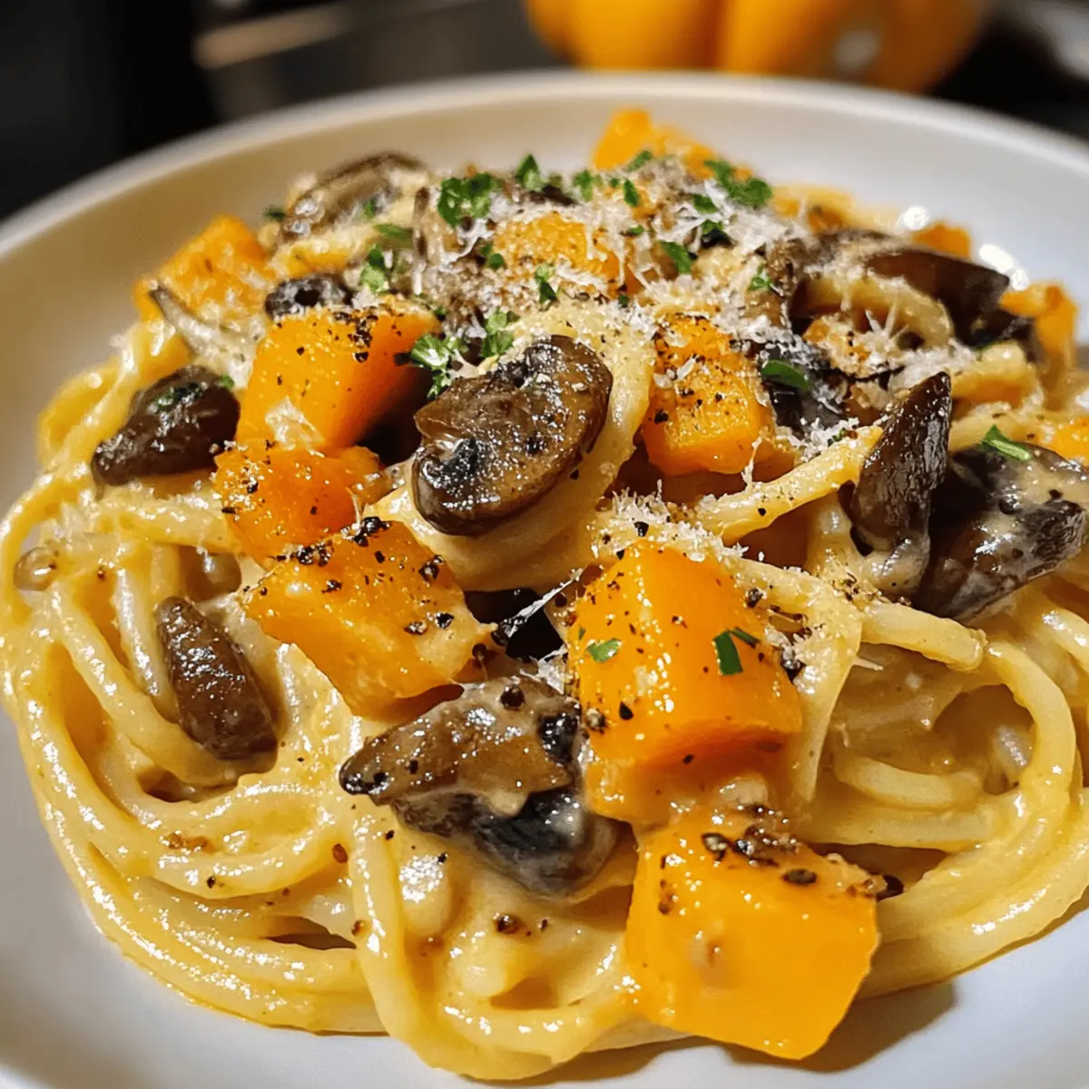 Kürbis-Pilz-Pasta für Herz und Seele