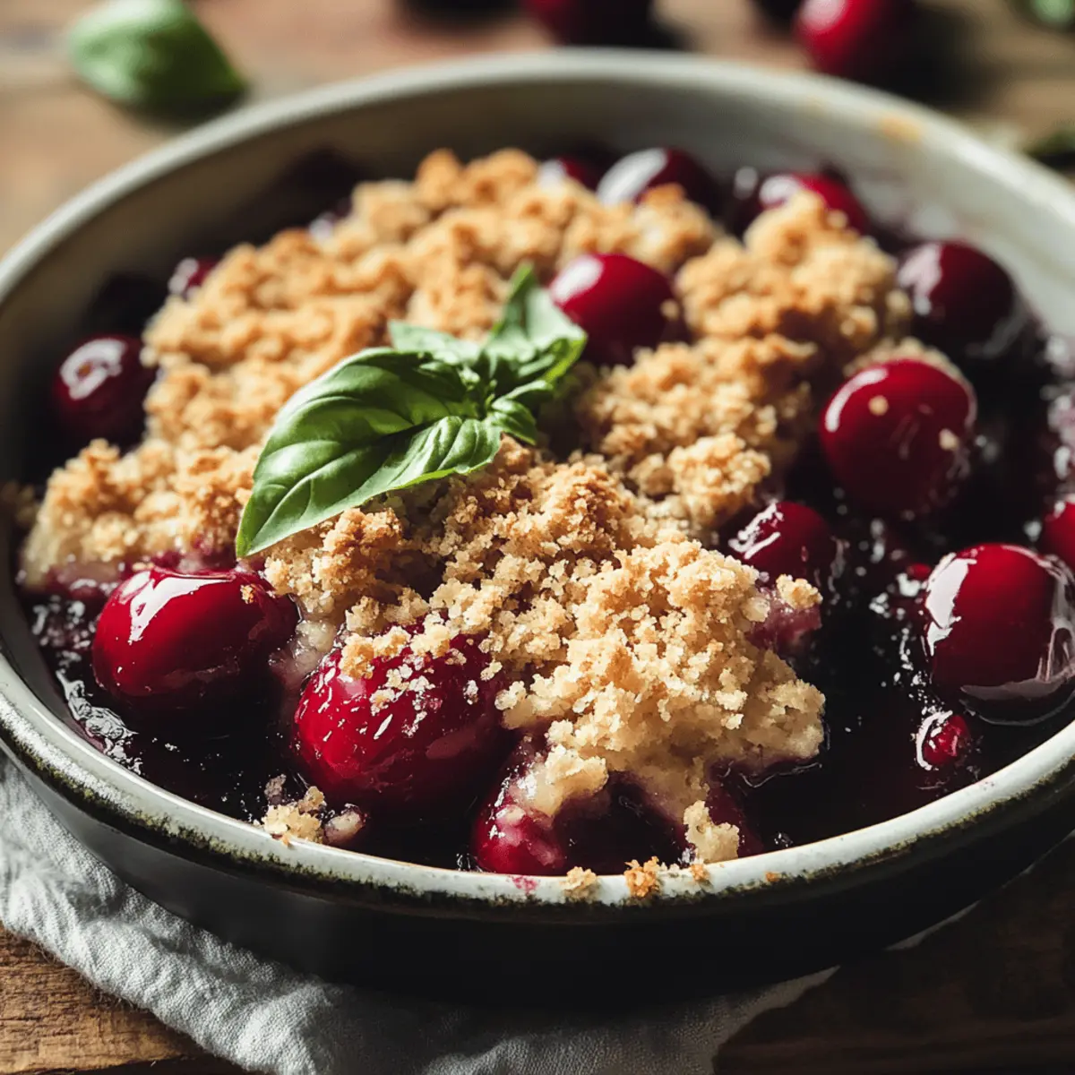 Kirsch-Basilikum-Crumble für den perfekten Sommerabend