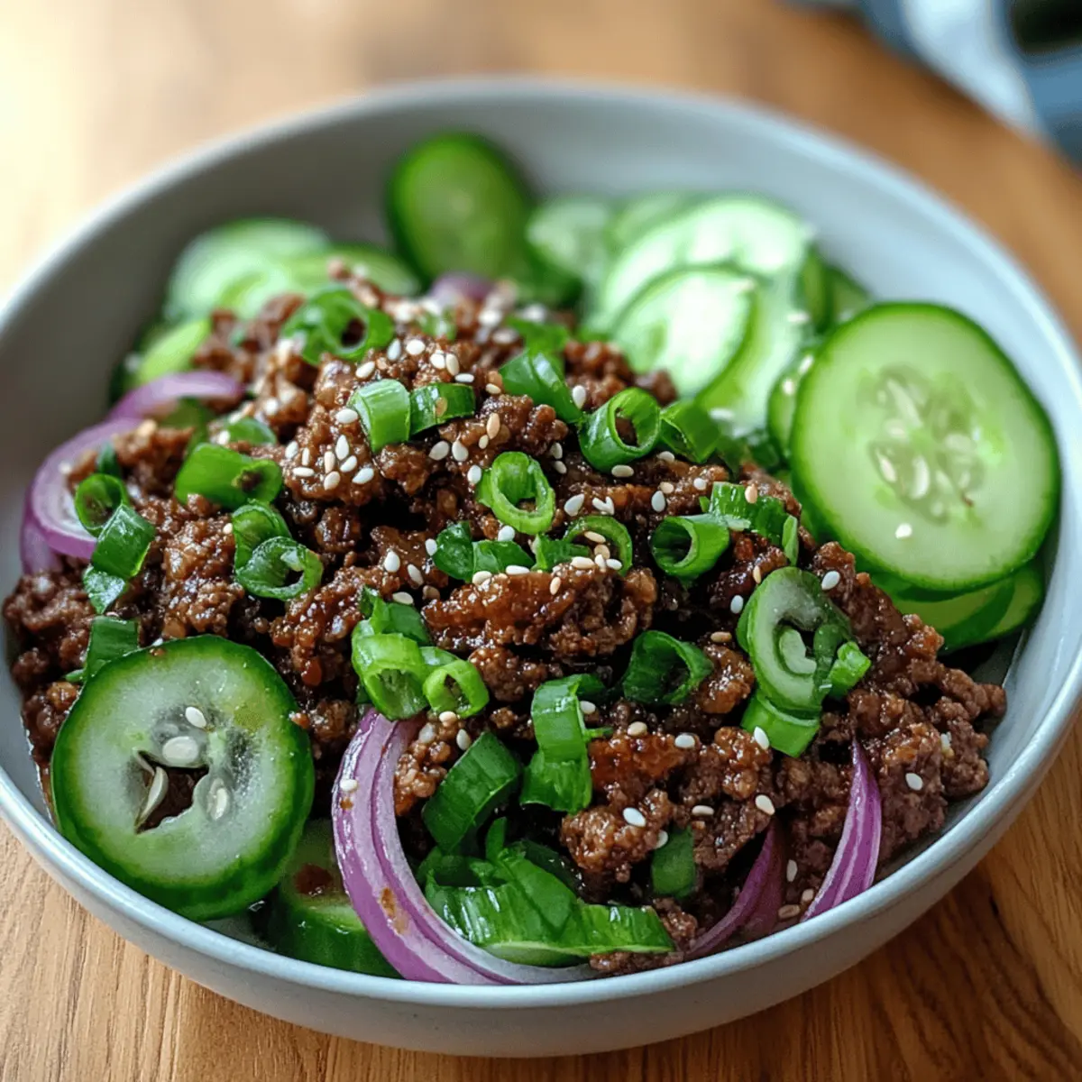 Scharfes Keto Koreanisches Rinderhackfleisch mit Gurkensalat