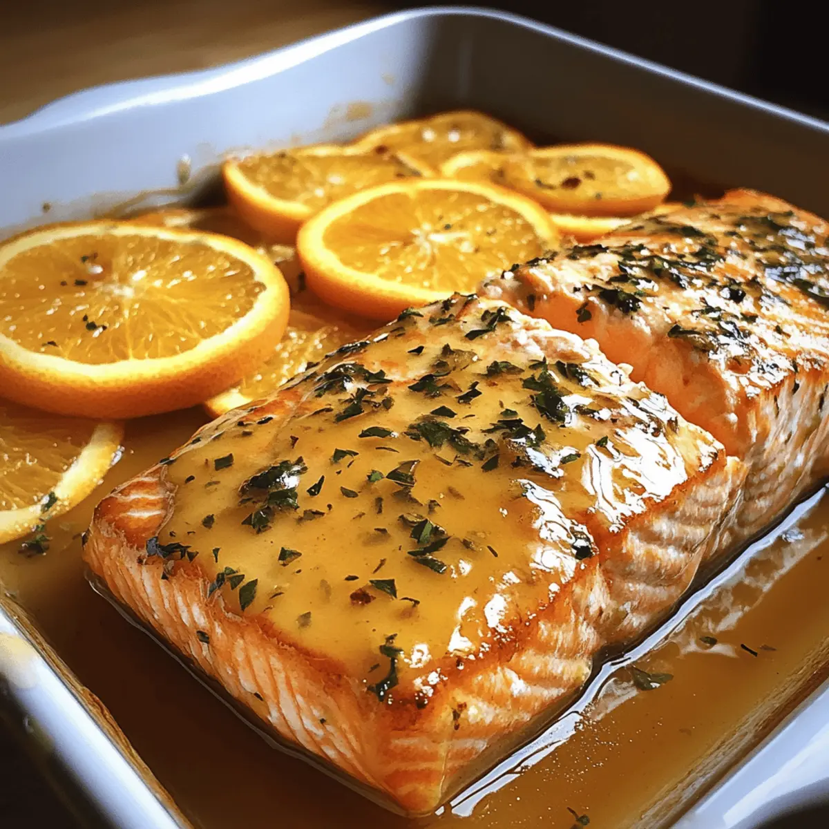Gebackener Orangen-Lachs mit Honig-Senf-Glasur