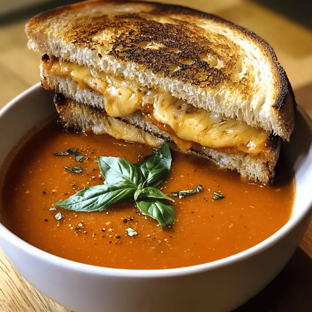 Roasted Tomato Soup und gegrilltes Käse Sandwich