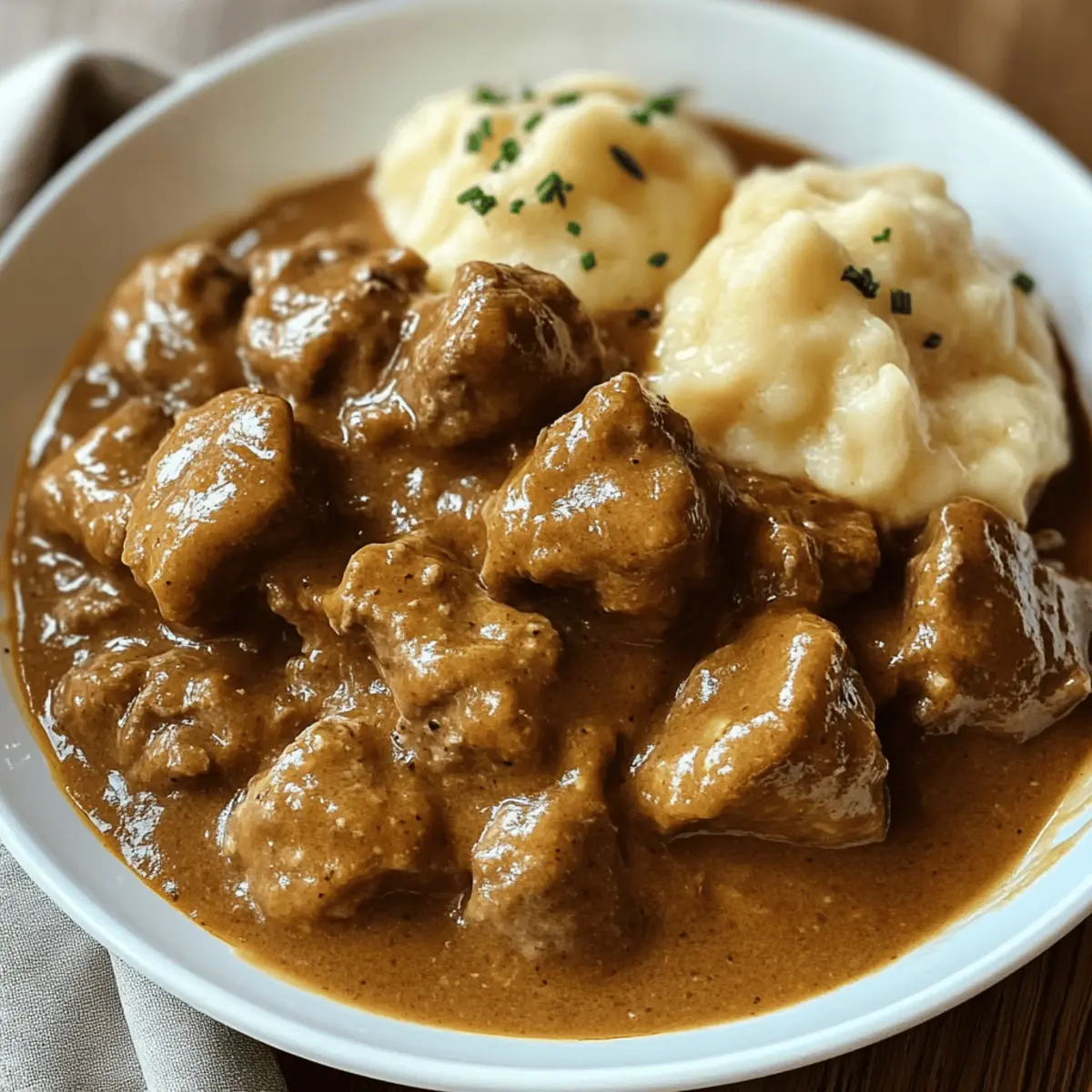 Butterzartes Rahmgulasch mit Serviettenknödel genießen