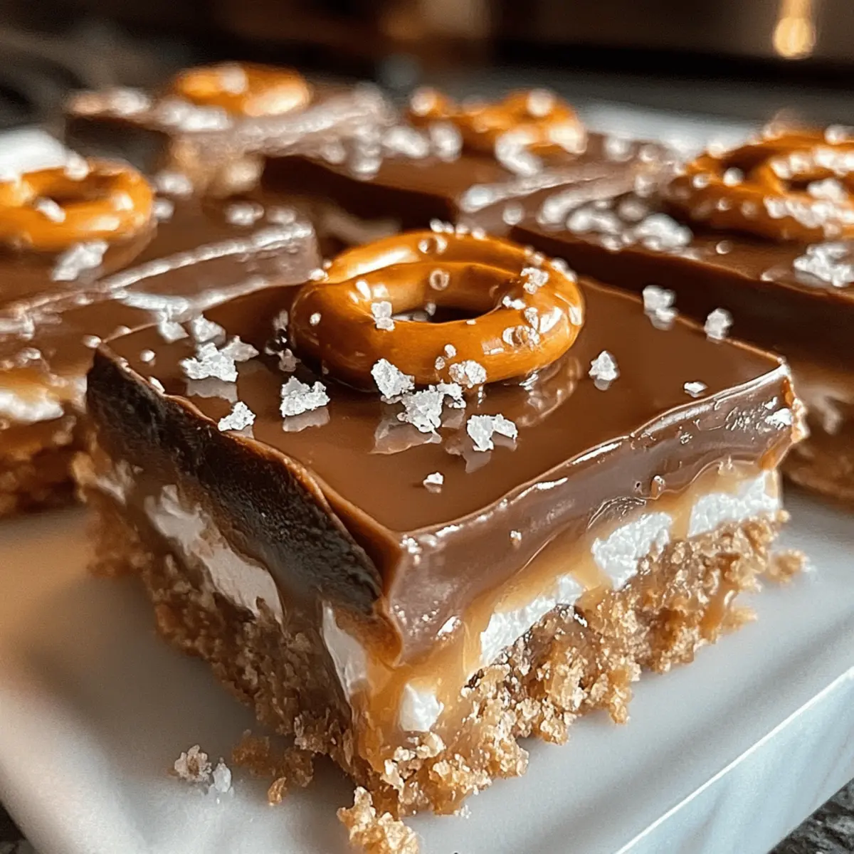 Schnelle No-Bake Salzige Karamellbrezelriegel