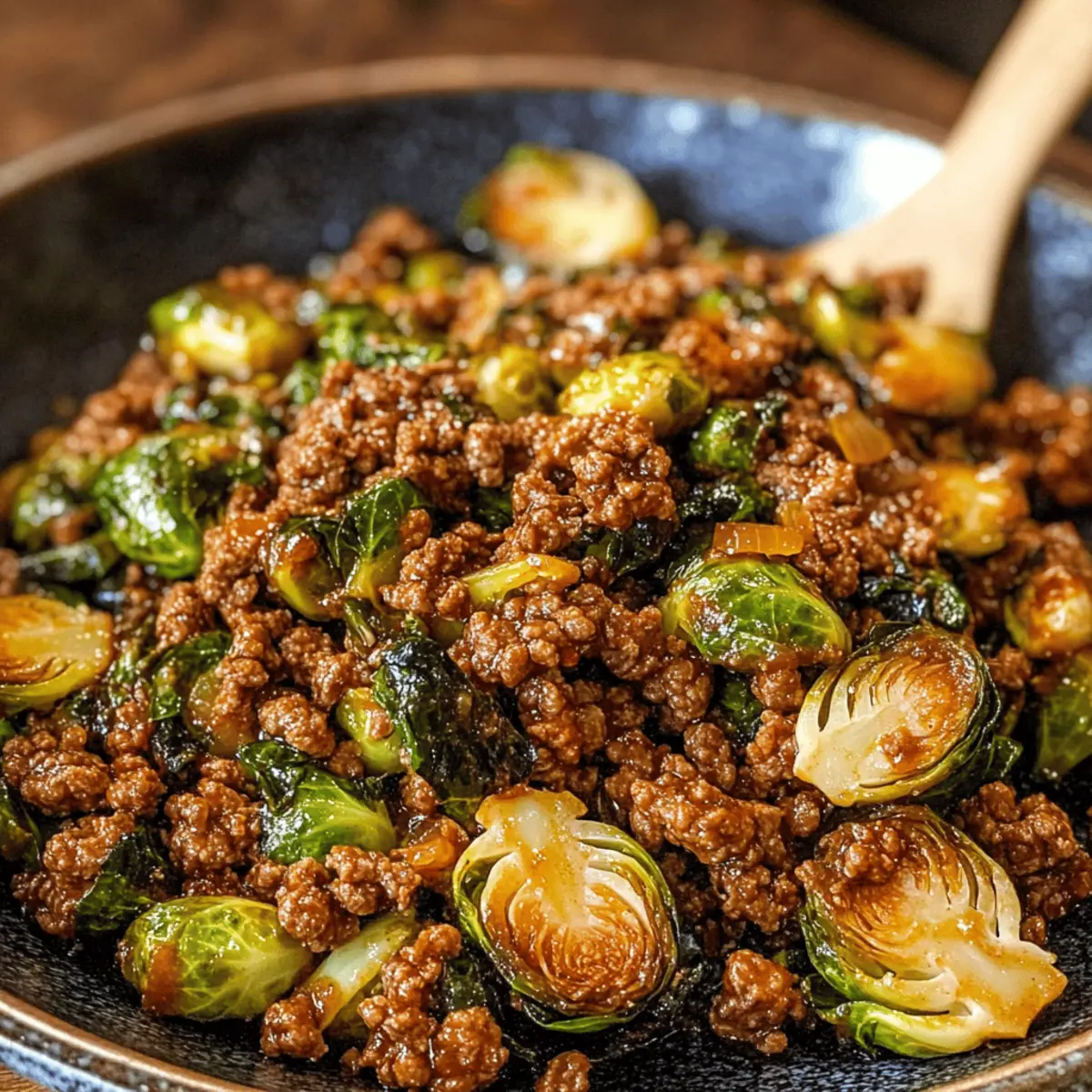 Schnelles Rinderhackfleisch und Rosenkohl Abenteuer